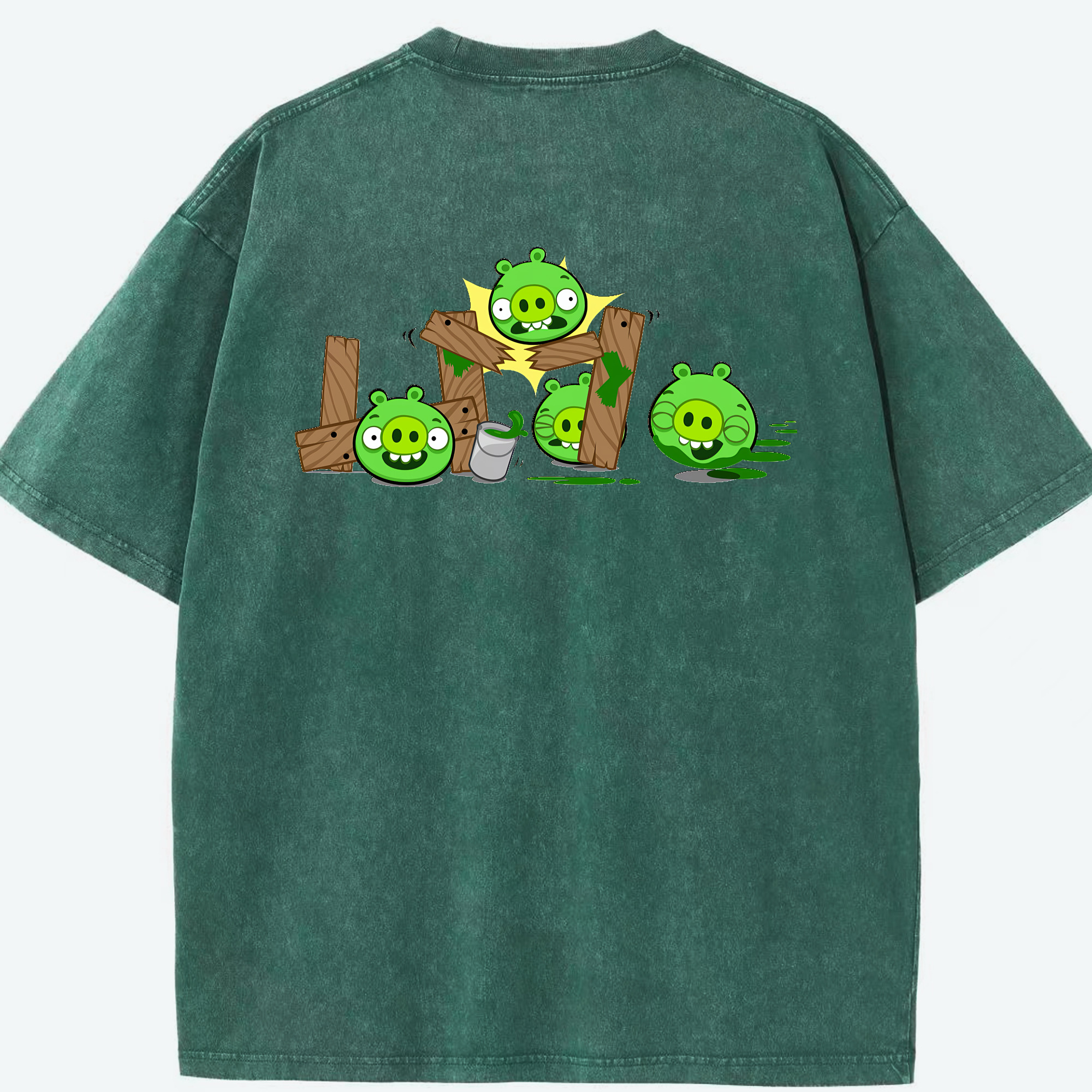 （画像用） Angry Birds アングリーバード 綿100% ヴィンテージ風 半袖Tシャツ（背面プリント）